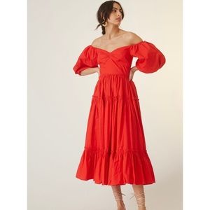 NWT Anthropologie - Off-The-Shoulder Poplin Midi Dress